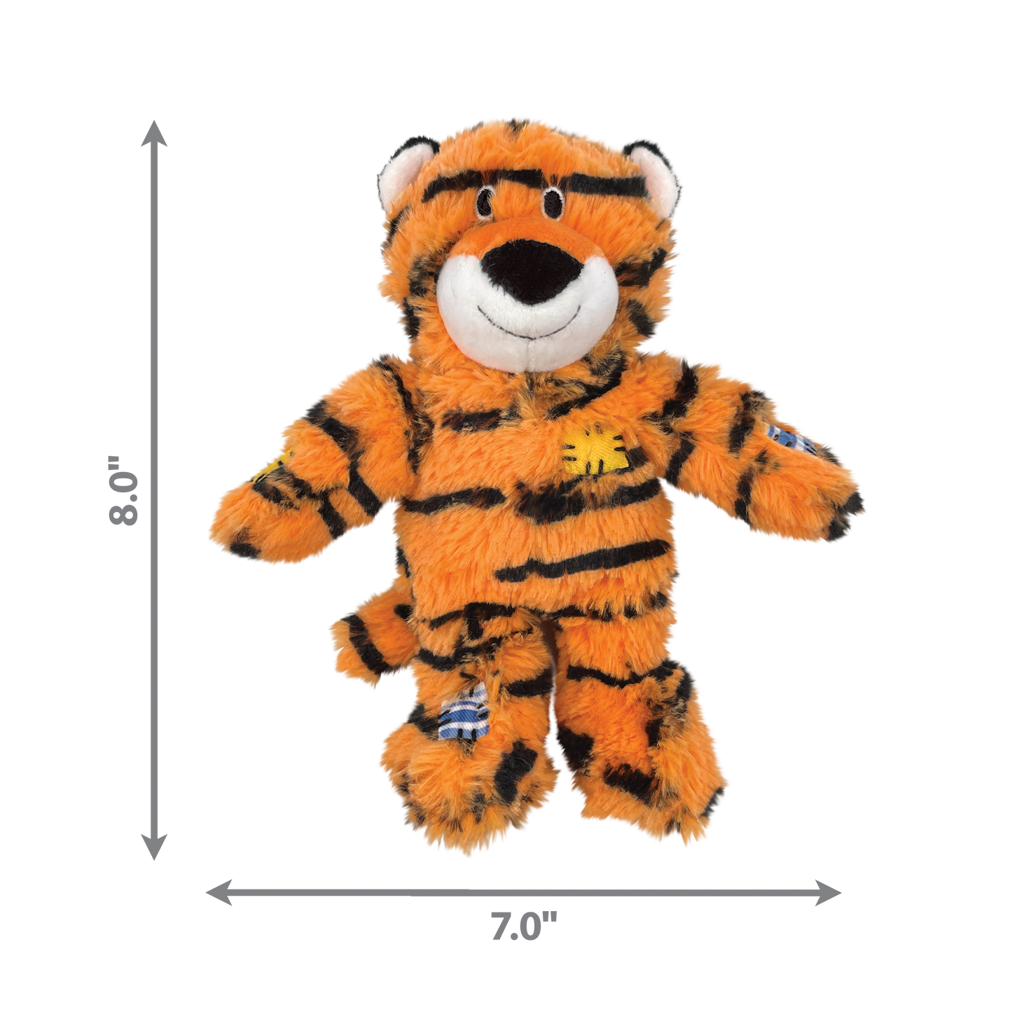 KONG Wild Knots Tiger Plush Dog Toy Durable Play - close up view
