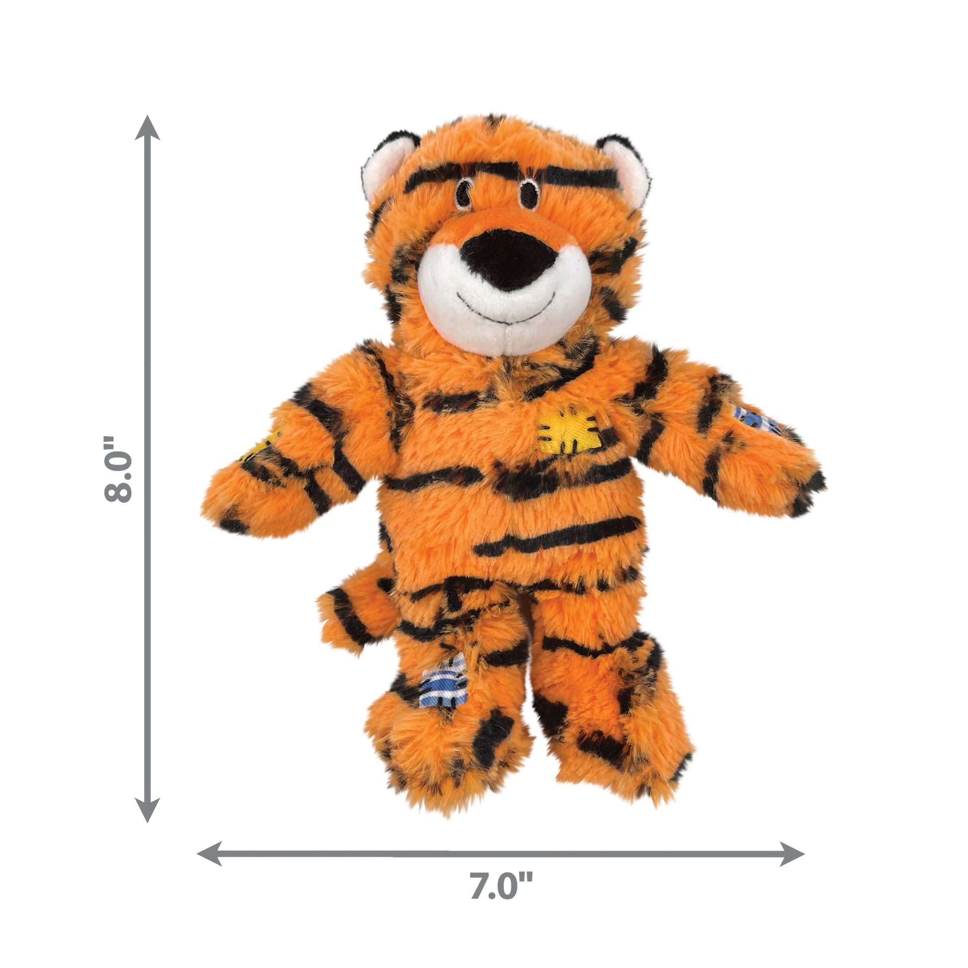 KONG Wild Knots Tiger Plush Dog Toy Durable Play - close up view