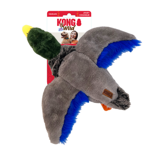 KONG Wild Low Stuff Mallard Medium Plush Dog Toy Durable - detail view