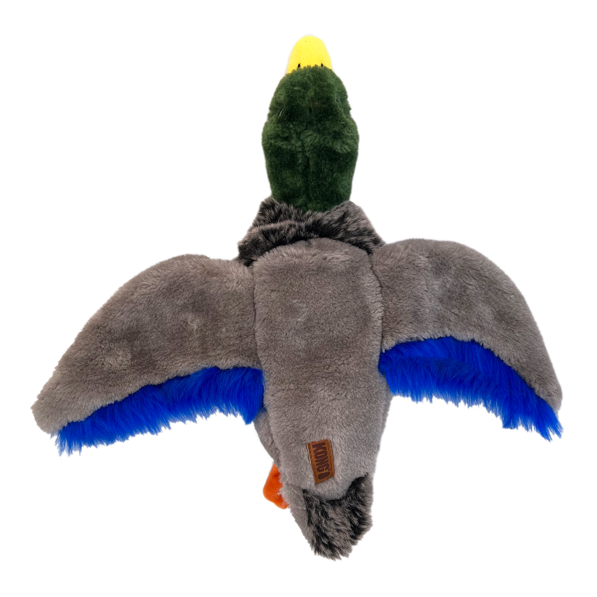 KONG Wild Low Stuff Mallard Medium Plush Dog Toy Durable - close up view