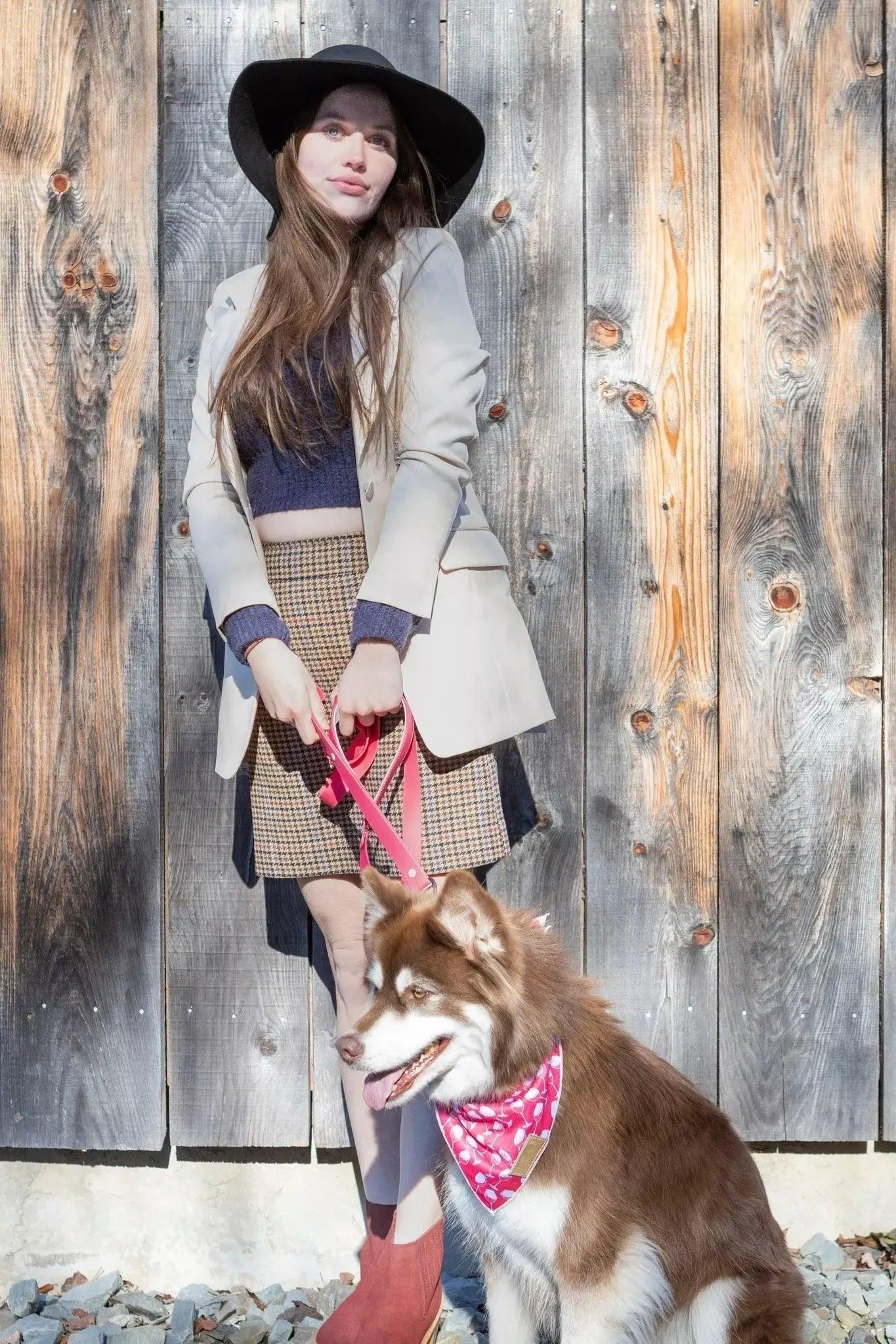 Wine Plaid Dog Bandana Dog Bandanas Premium Pet Supply - lifestyle view