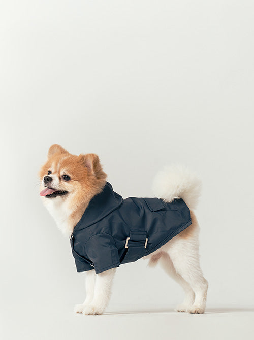 Bowery Raincoat Blue Dog Apparel Premium Pet Supply Premium - detail view