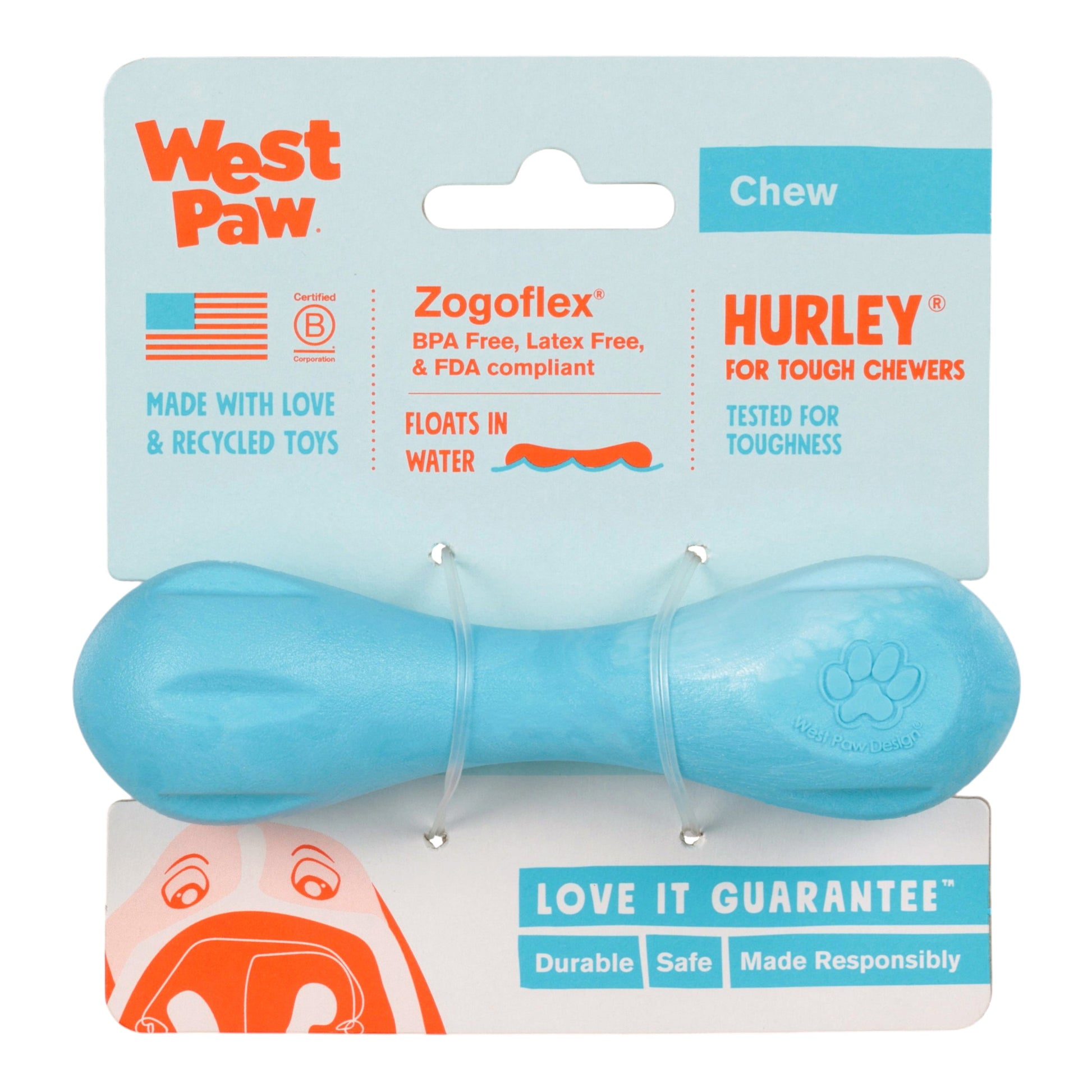 Hurley Aqua Swirl Interactive Dog Toy Durable Play Premium - close up view
