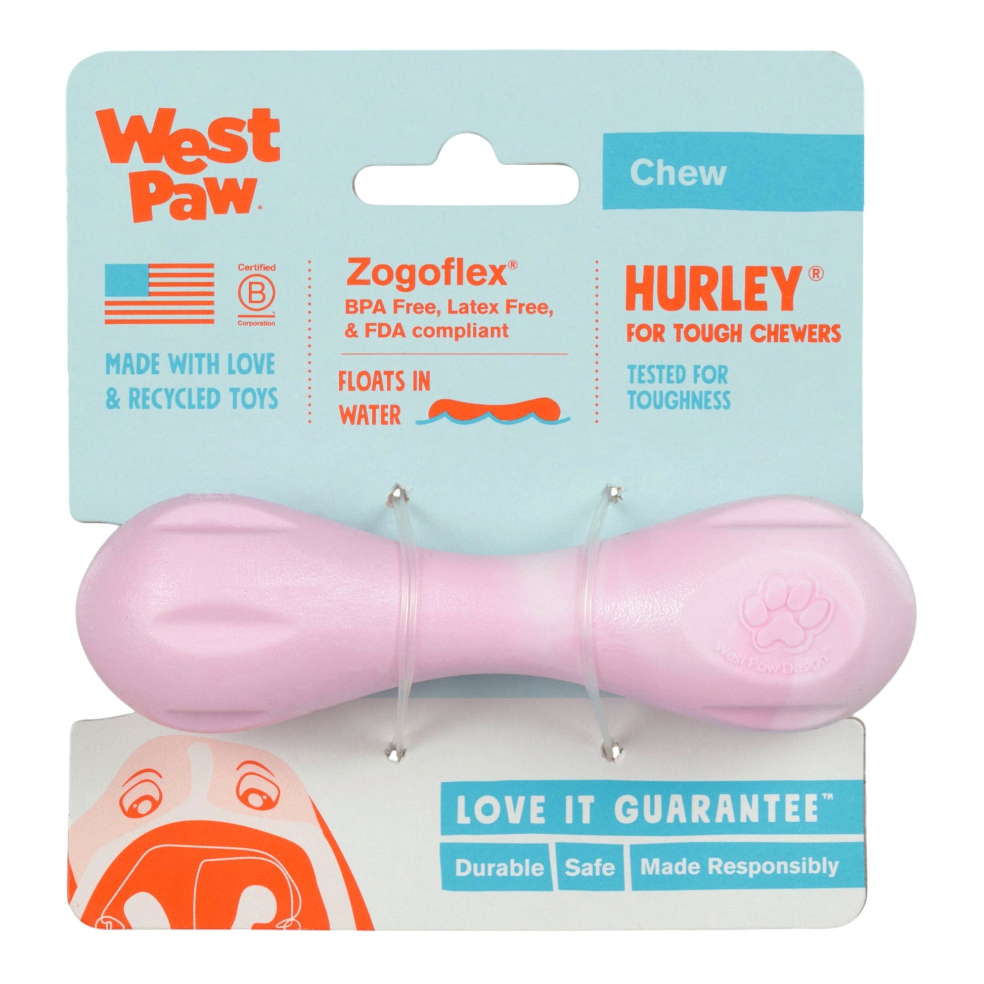 Hurley Bubblegum Swirl Interactive Dog Toy Durable Play - close up view