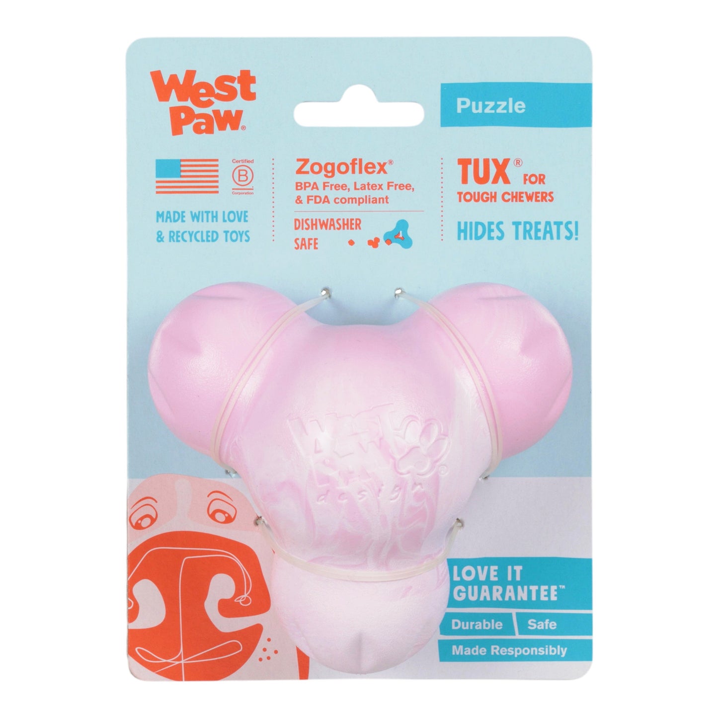 Tux Bubblegum Swirl Interactive Dog Toy Durable Play Premium - lifestyle view