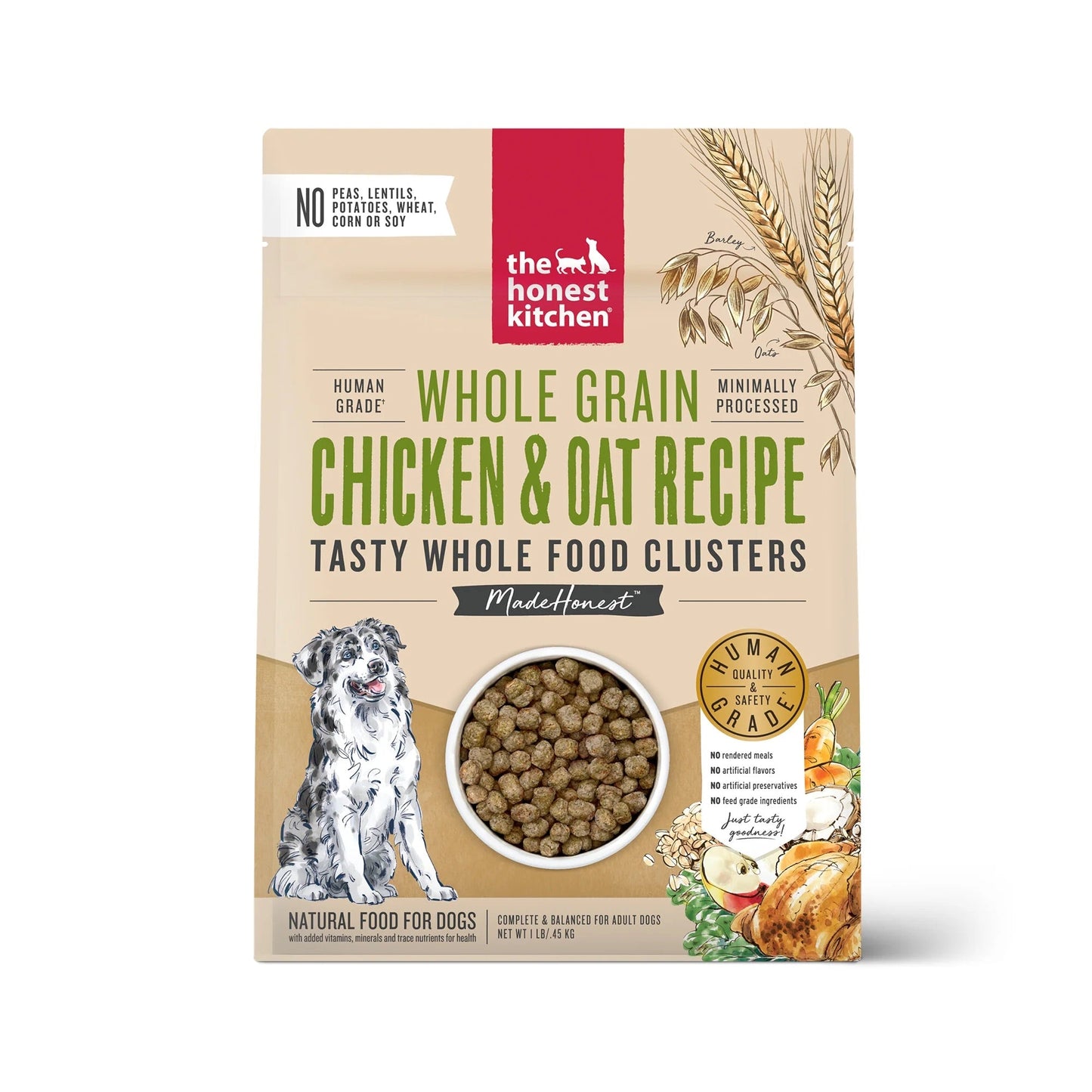 Honest Kitchen Clusters Whole Grain Chicken & Oat Dog Food - main product image
