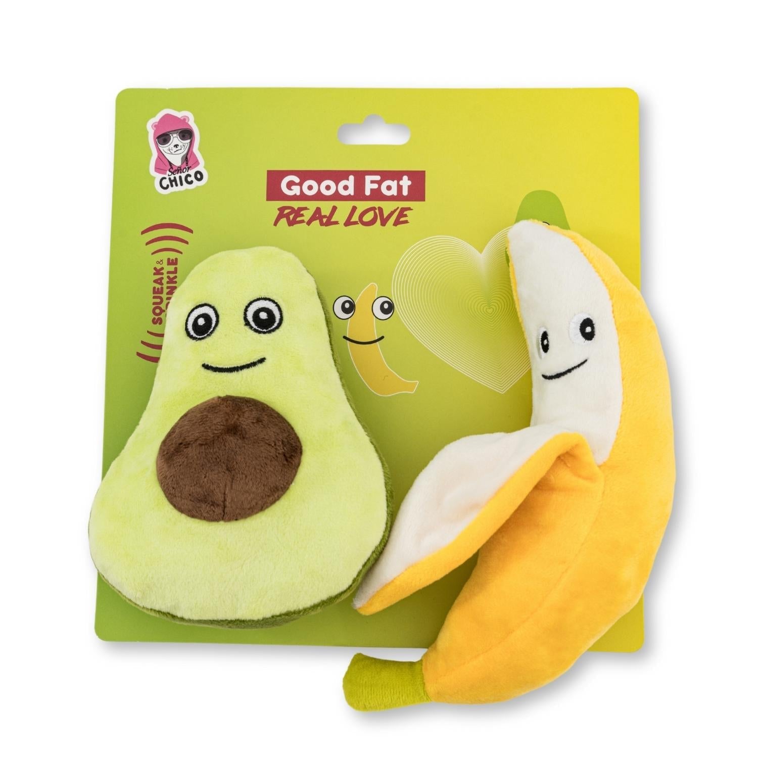 Dog Treats Avocado Banana Plush Toy Gift Set with Squeaker - main product image for dog treats