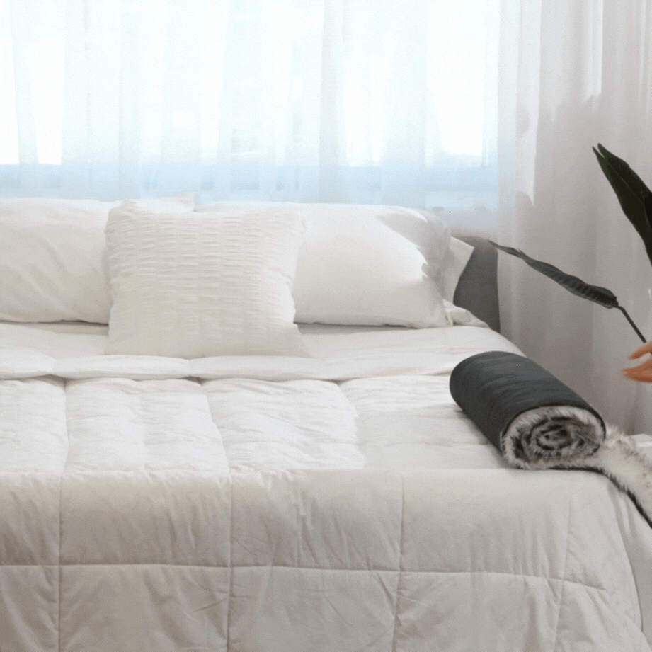 Pupprotector Waterproof Bed Runner White With Brown Accents - lifestyle view