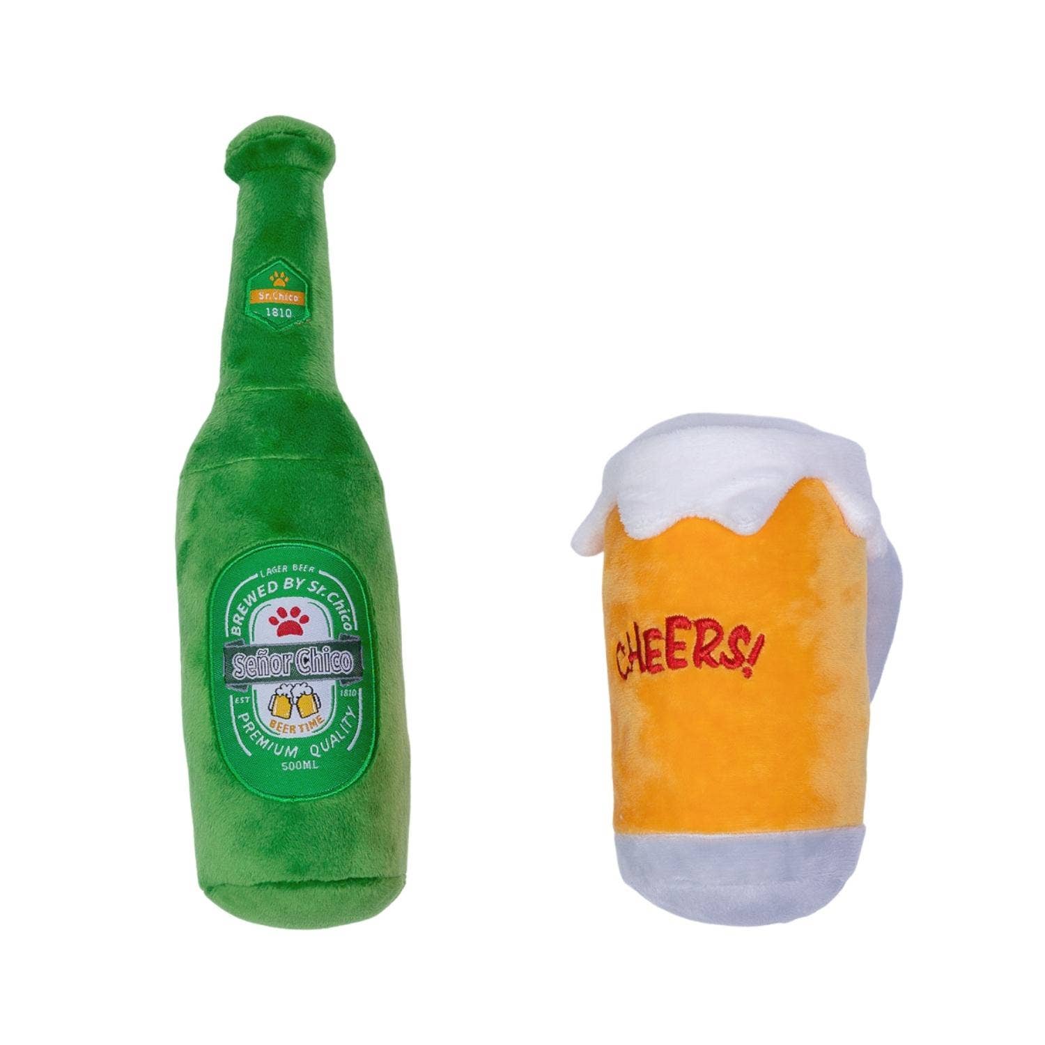 Dog Treats Beers-Cheers Plush Toy Gift Set with Squeaker - main product image for dog treats