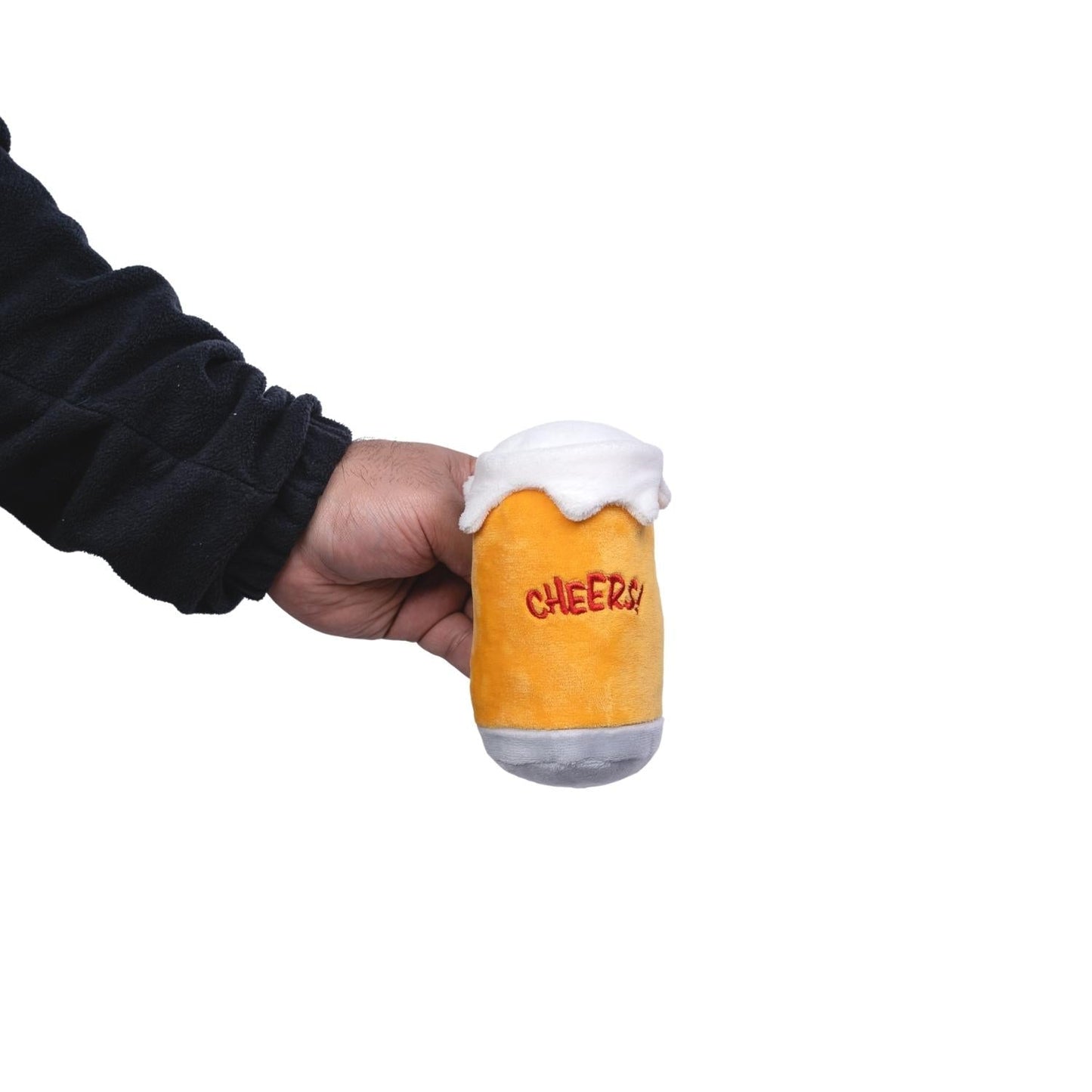 Dog Treats Beers-Cheers Plush Toy Gift Set with Squeaker - close up product image for dog treats