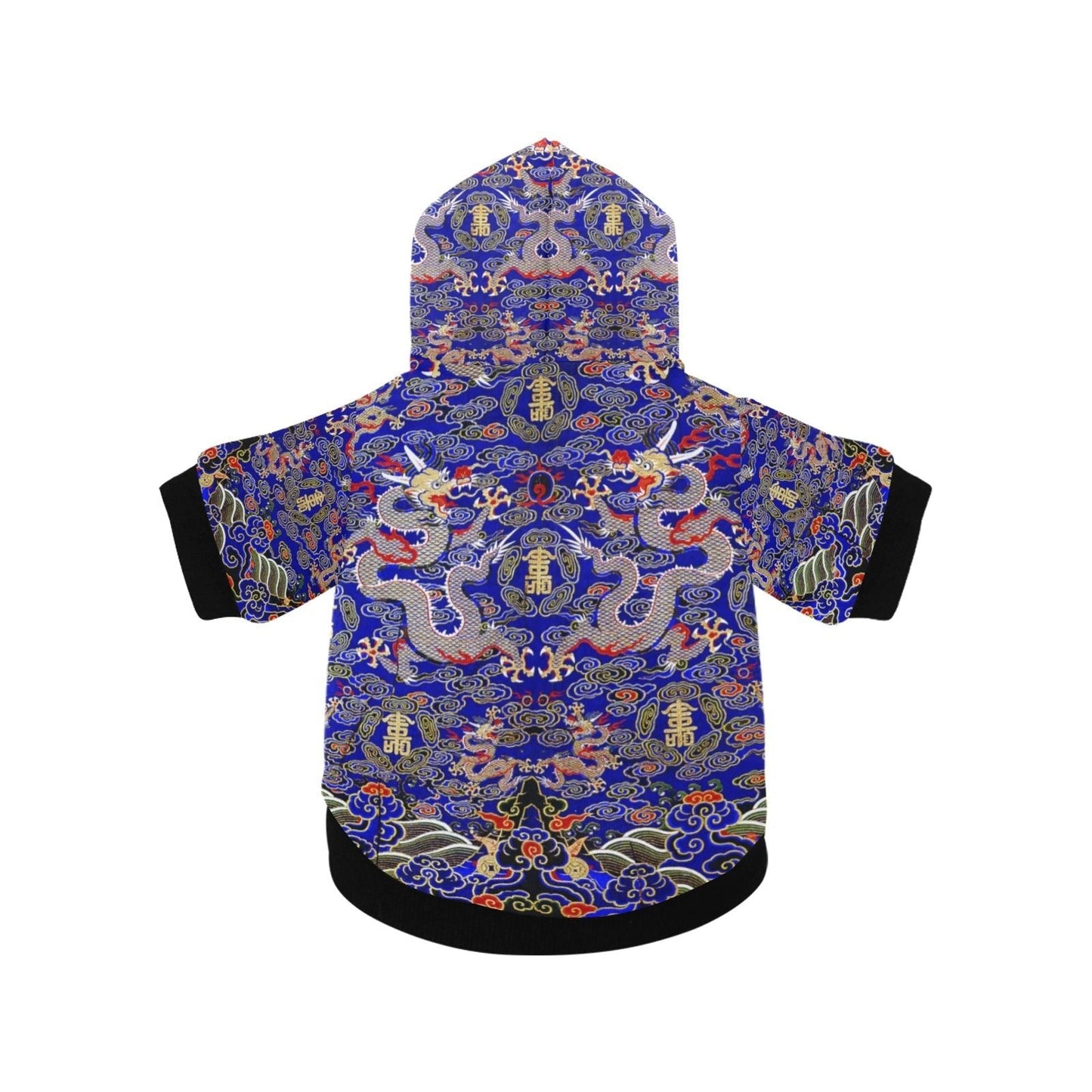 Pet Apparel Blue Imperial Dragon Button Hoodie for Daily Use - main product image for pet apparel