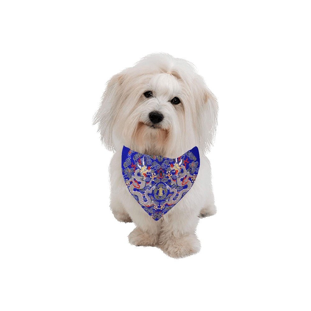 Pet Apparel Blue Imperial Dragon Double-Sided Bandana Essent - detail product image for pet apparel
