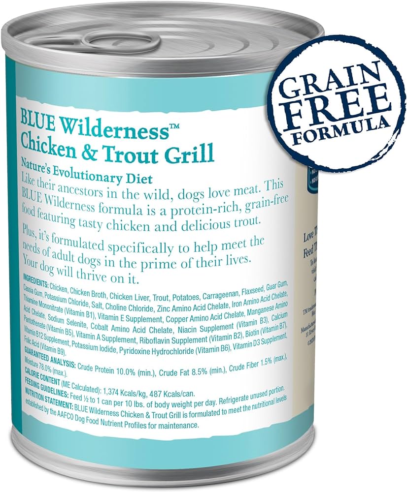 Wet Dog Food Blue Buffalo Trout Recipe 12.5oz Daily Meals - detail view