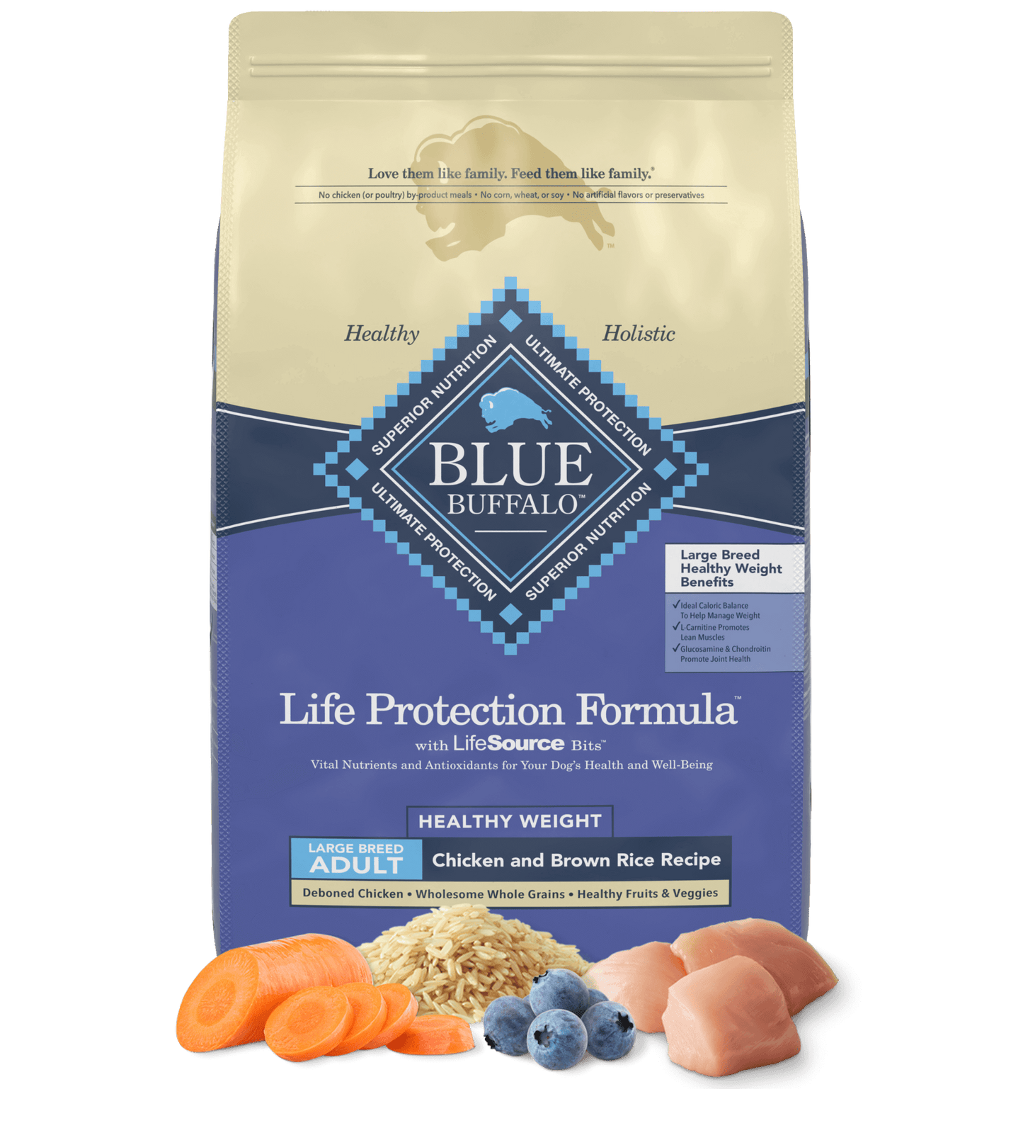 Blue Buffalo Adult Large Breed Healthy Weight Chicken Brown - main product image