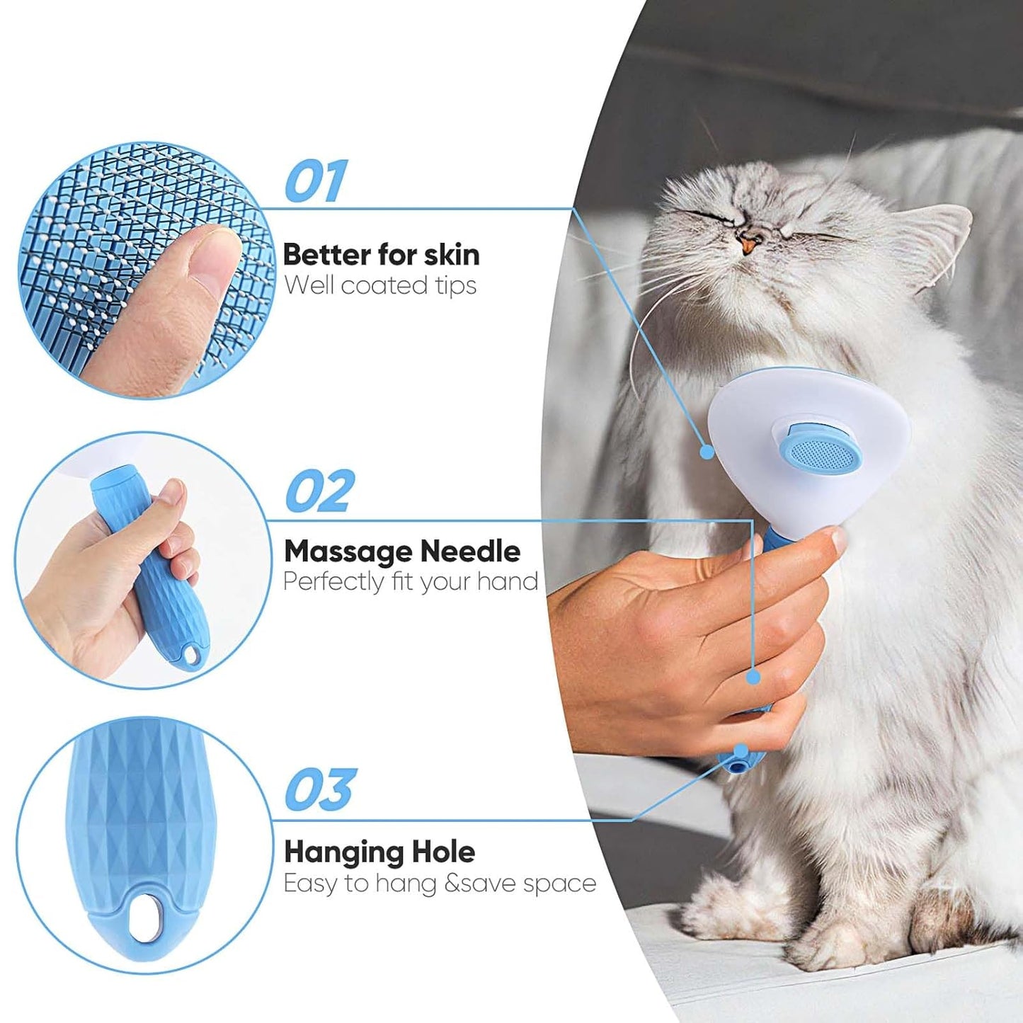 Self-Cleaning Pet Slicker Brush for Dogs, Cats & Rabbits - gallery image 5