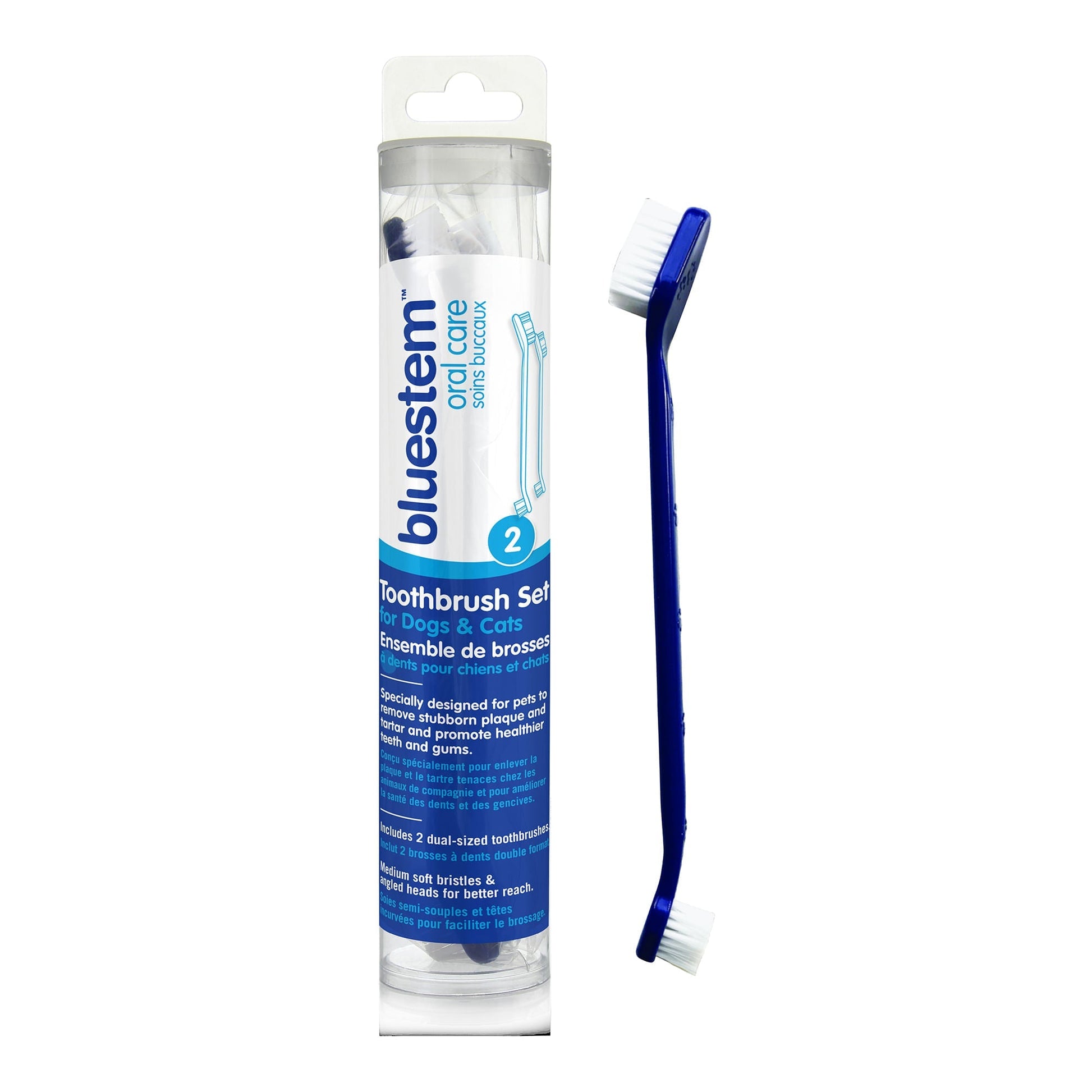 Bluestem Dual Ended Pet Toothbrush For Dogs And Cats 2 Pack - close up view
