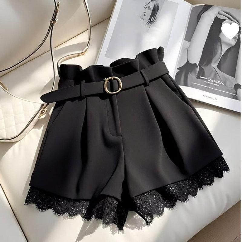 High-waisted Casual Shorts Cropped Pants For Petite Women - close up view
