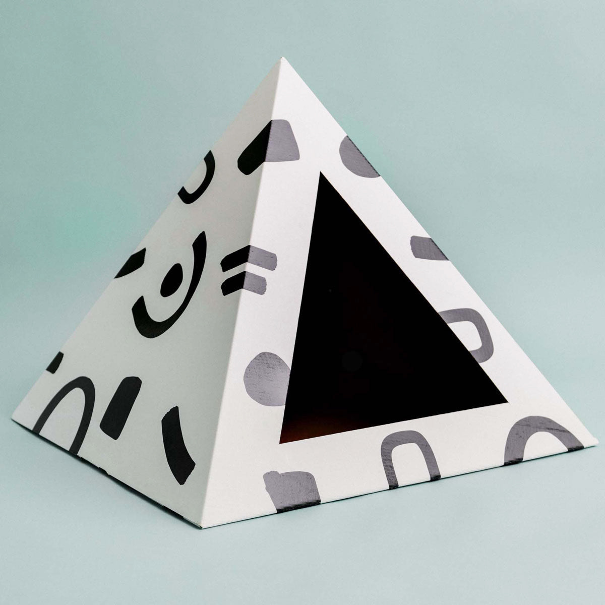 'Doodle' Cardboard Cat Pyramid - lifestyle view