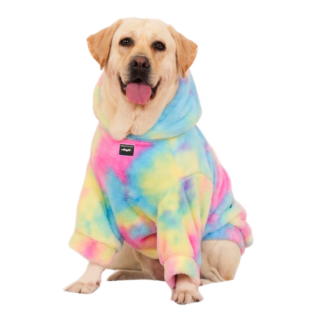 Pet Hoodie Tie Dye Rabbit Fur Rainbow-colored Dog Hoodie - gallery image 5