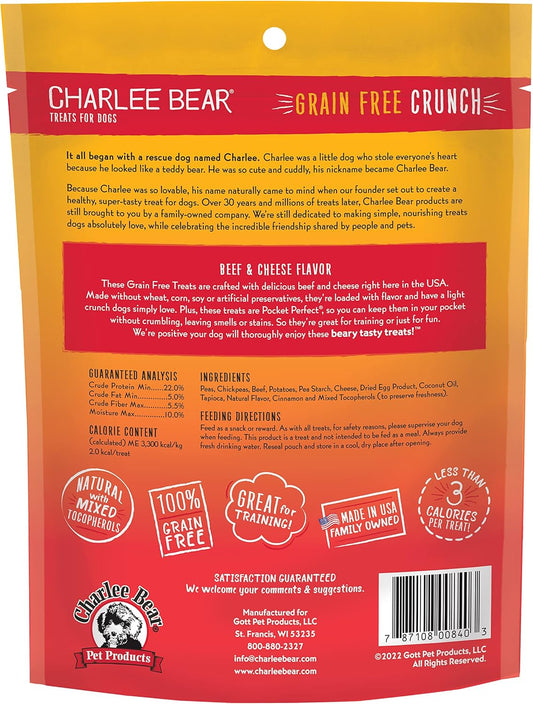 Charlee Bear Grain Free Crunch Beef Cheese Dog Treats 8Oz - detail view