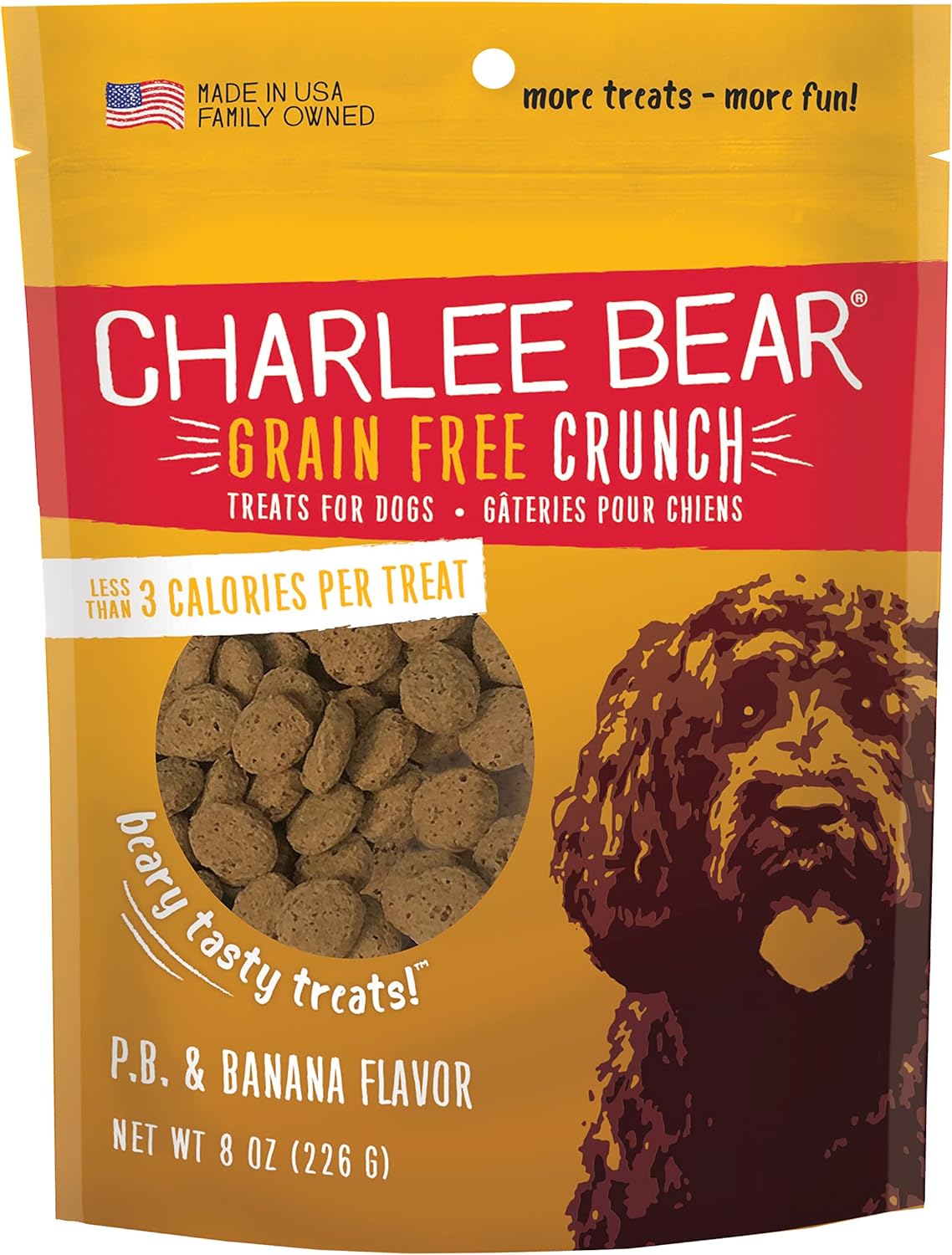 Charlee Bear Grain Free Crunch P.B & Banana Dog Treats (8oz) - main product image