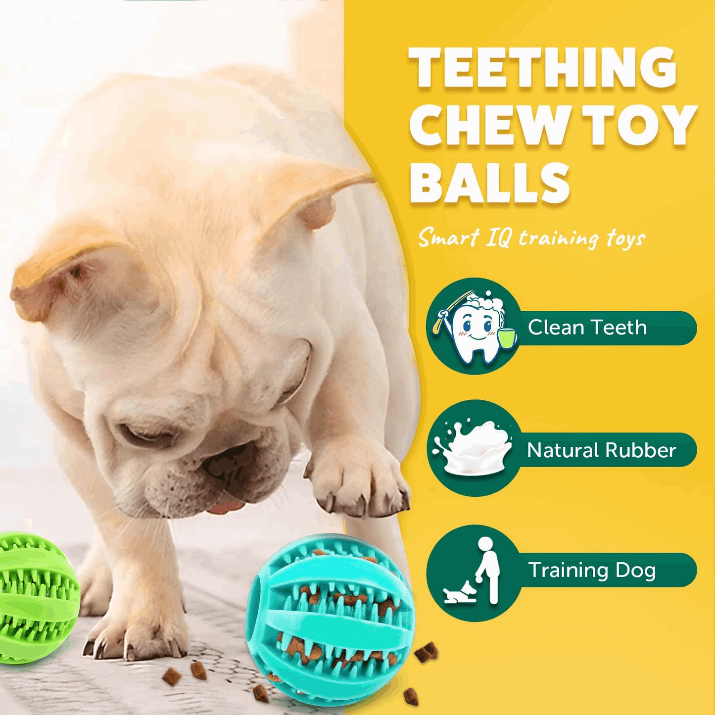 Dog Treats 2 5 Squeaky Interactive Dog Balls for Puppy Teeth - lifestyle view