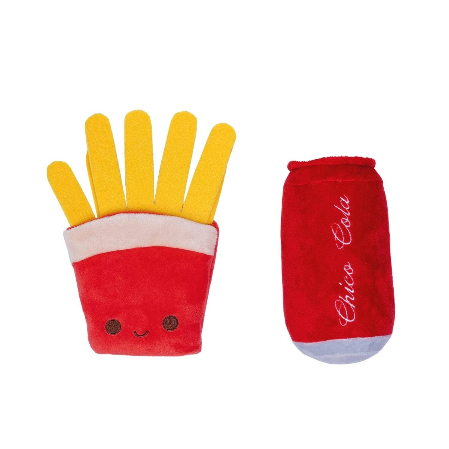 Dog Treats Cola Fries Plush Toy Gift Set with Squeaker Essen - lifestyle product image for dog treats