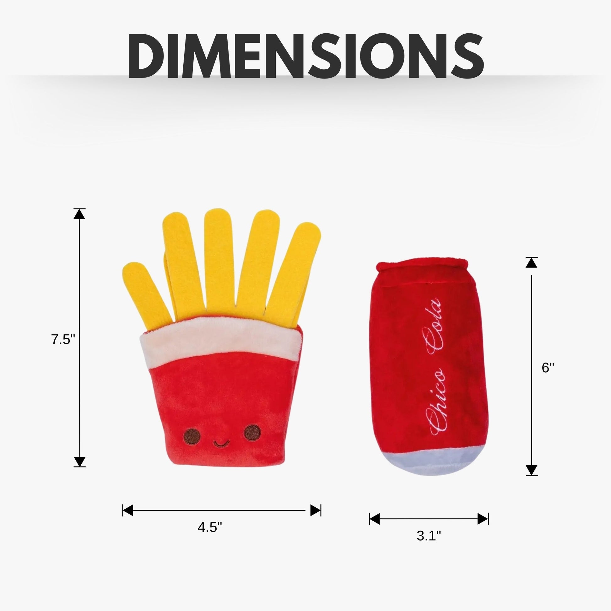 Dog Treats Cola Fries Plush Toy Gift Set with Squeaker Essen - gallery product image for dog treats