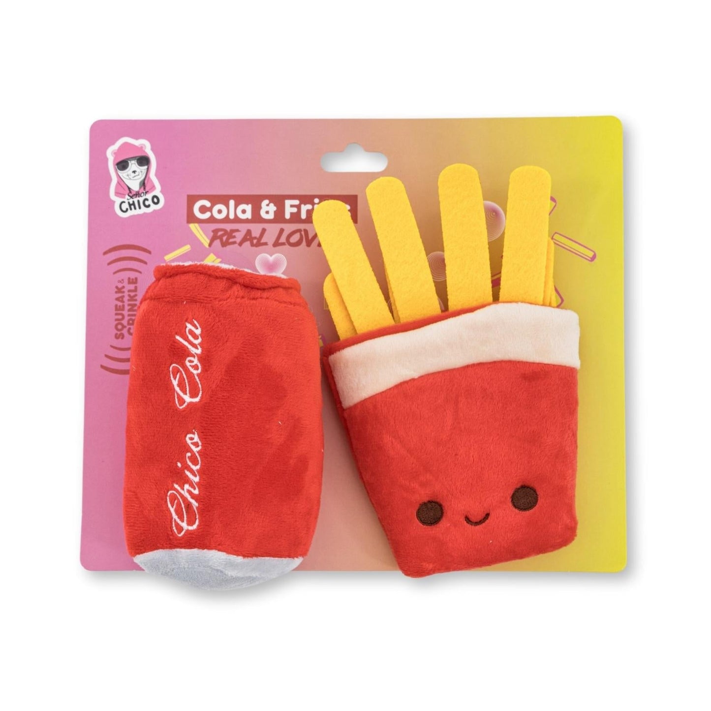 Dog Treats Cola Fries Plush Toy Gift Set with Squeaker Essen - main product image for dog treats