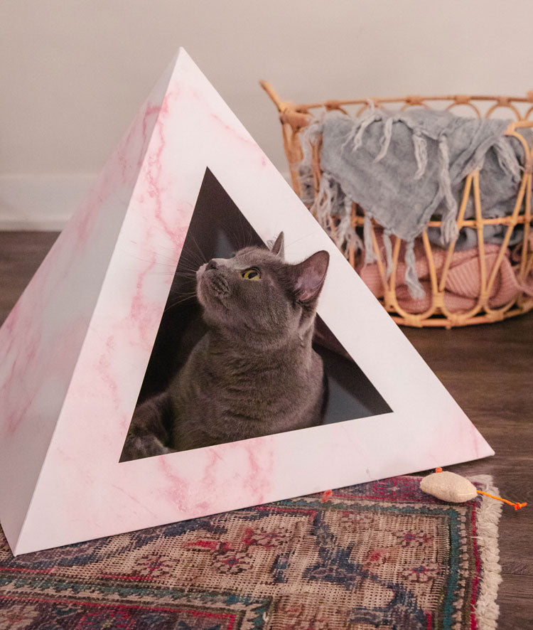 'Rose Quartz' Cardboard Cat Pyramid - detail view