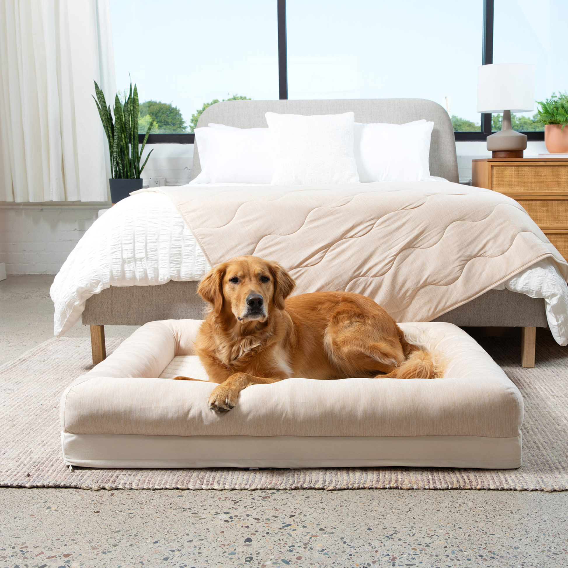 Pupchill Cooling 4 Bolster Dog Bed Arctic Sand Washable Pet - gallery image 14
