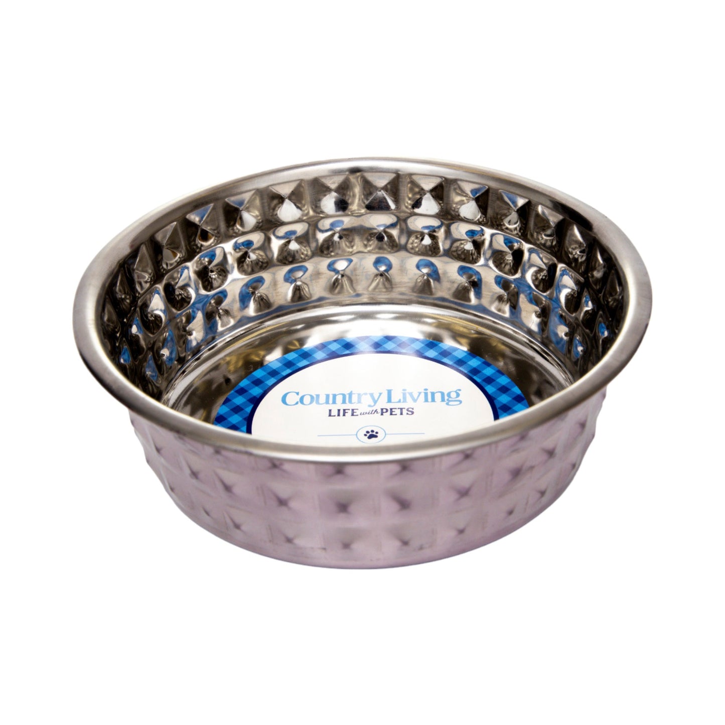 Dog Feeder Country Living Set of Hammered Stainless Steel - close up product image for dog feeder