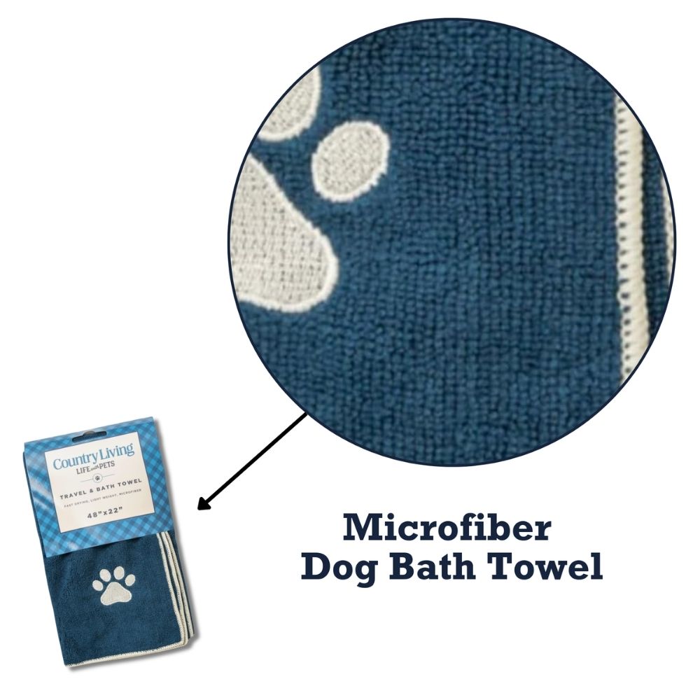 Dog Supply Country Living Large Marine Blue Microfiber Bath - size and texture image for dog supply