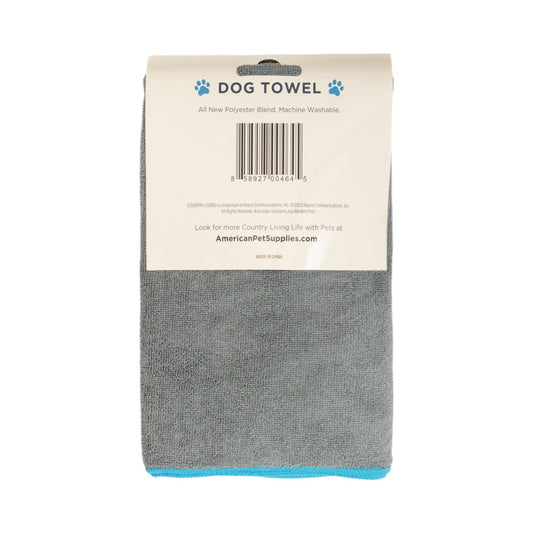 Dog Supply Country Living Large Gray Microfiber Bath Towel - detail product image for dog supply