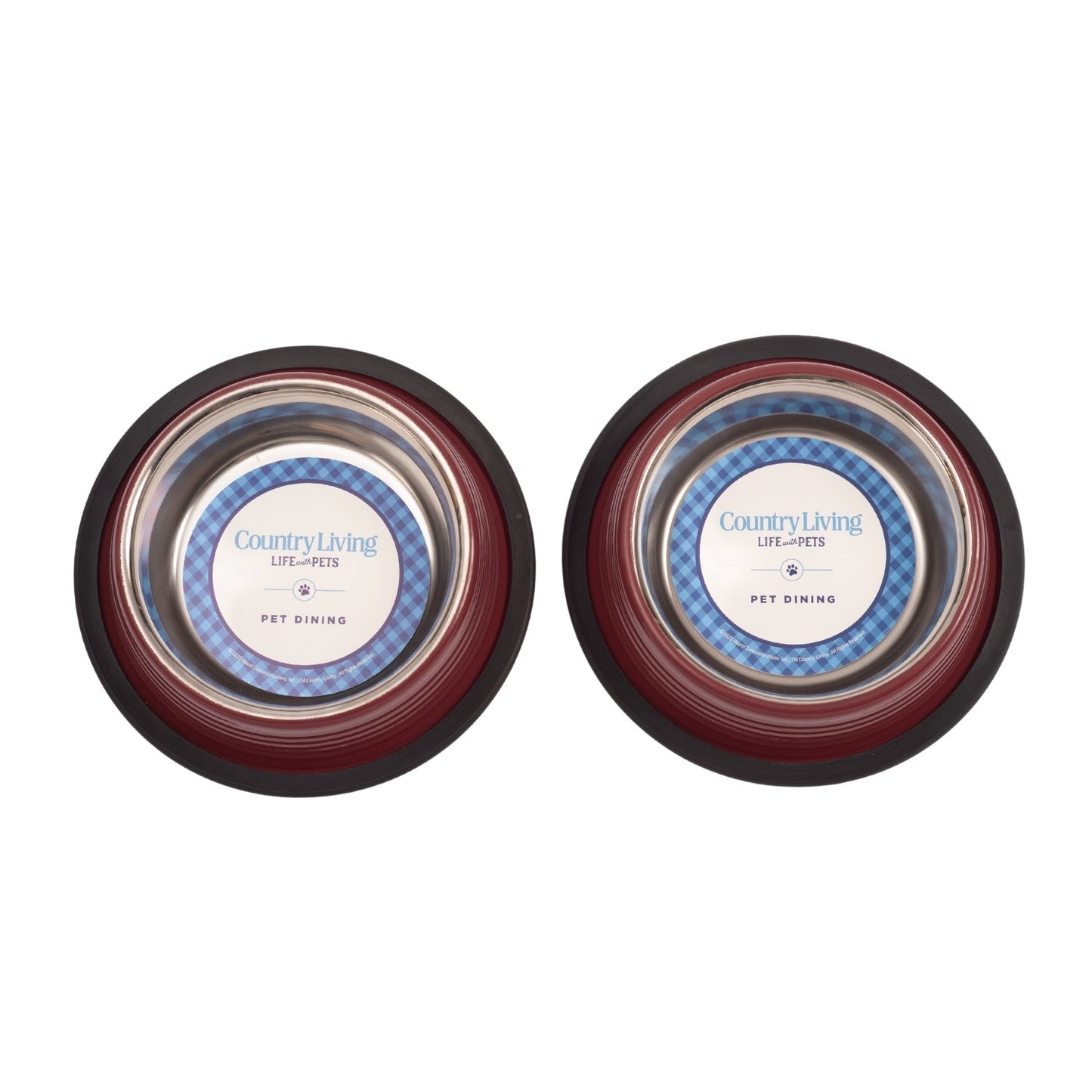 Pet Bed Country Living Set of Ribbed Non-Slip Bowls Merlot - detail product image for pet bed
