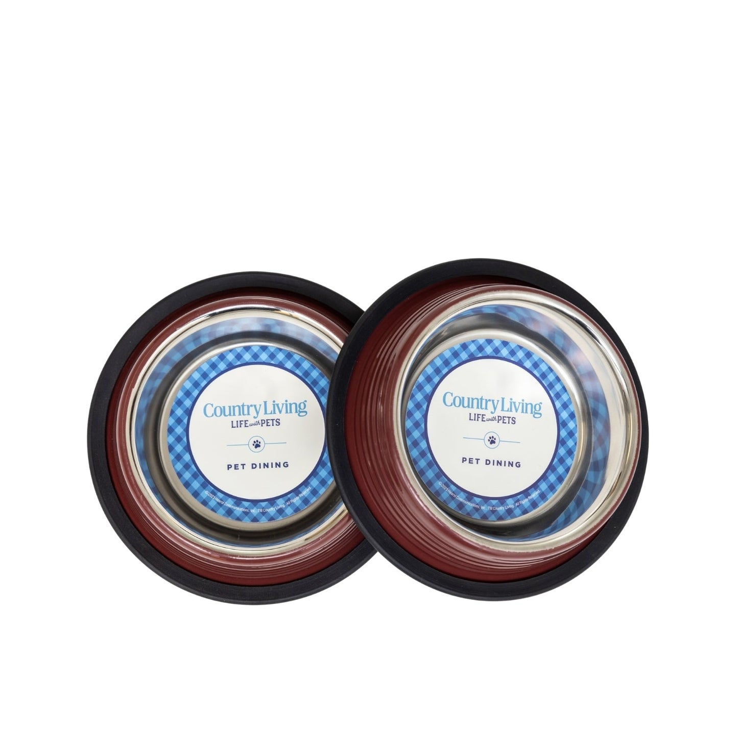 Pet Bed Country Living Set of Ribbed Non-Slip Bowls Merlot - lifestyle product image for pet bed