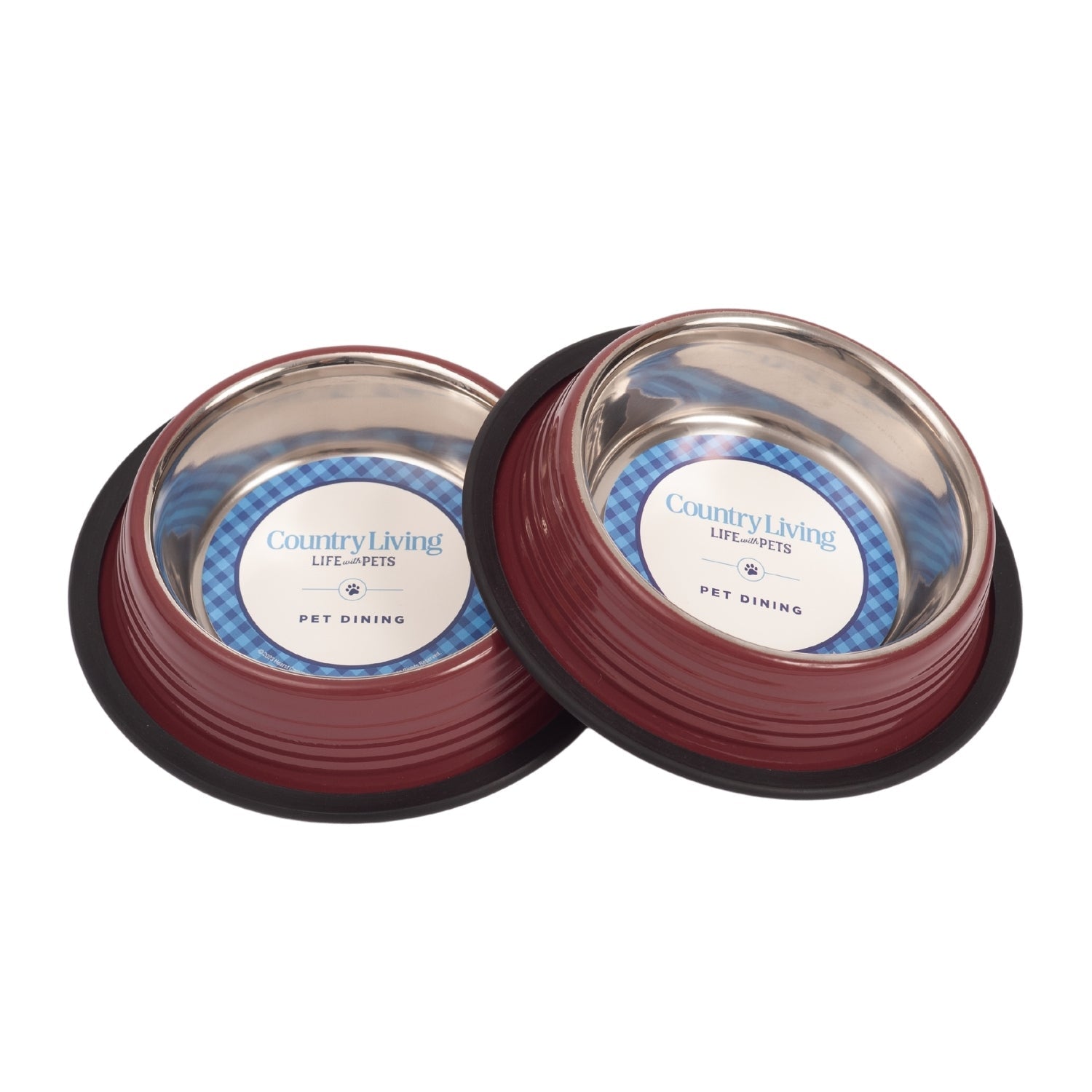 Pet Bed Country Living Set of Ribbed Non-Slip Bowls Merlot - main product image for pet bed