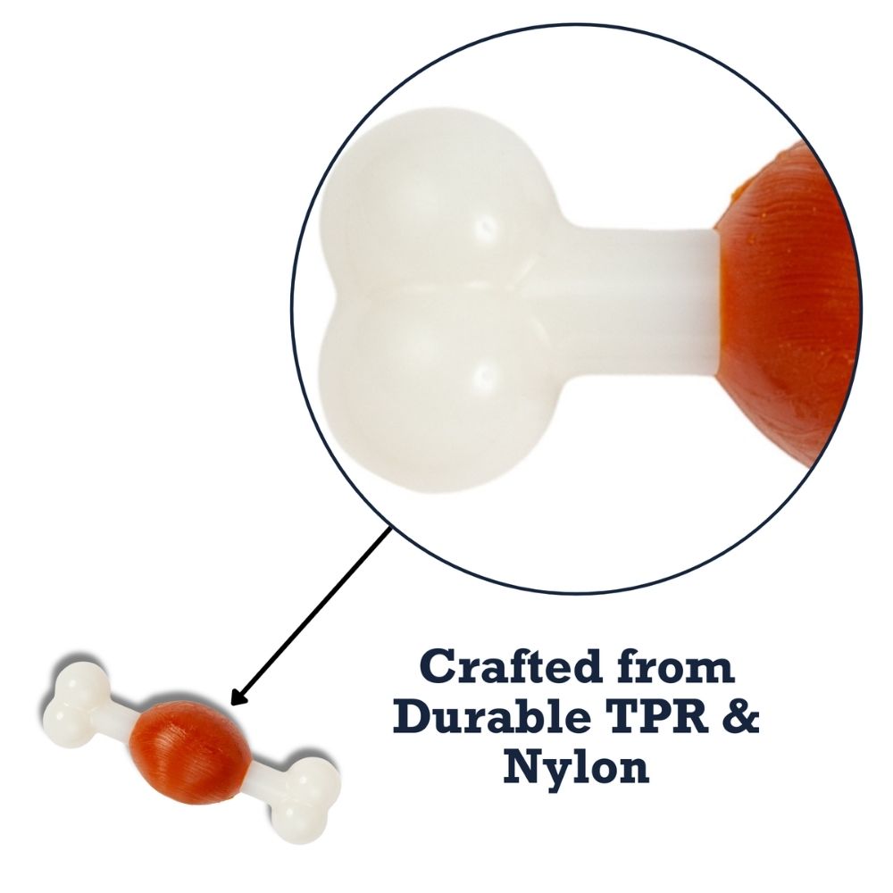 Dog Treats Country Living TPR Nylon Bone Chew Toy Essential - size and texture image for dog treats
