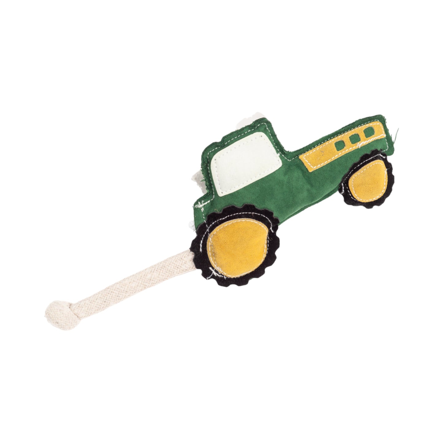 Dog Treats Country Living Faux Leather Green Tractor Chew - close up product image for dog treats