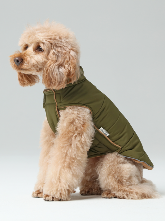 Reversible Dog Vest Jacket Green Brown Dog Apparel Premium - main product image