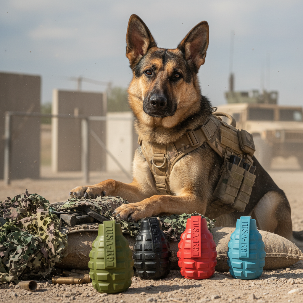 USA K9 Grenade Shaped Edispenser Durable Dog Chew To 10117 - detail view
