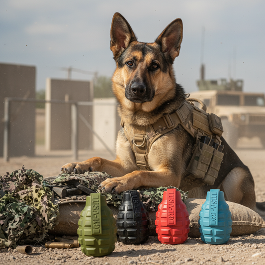 USA K9 Grenade Shaped Edispenser Durable Dog Chew To 10117 - detail view