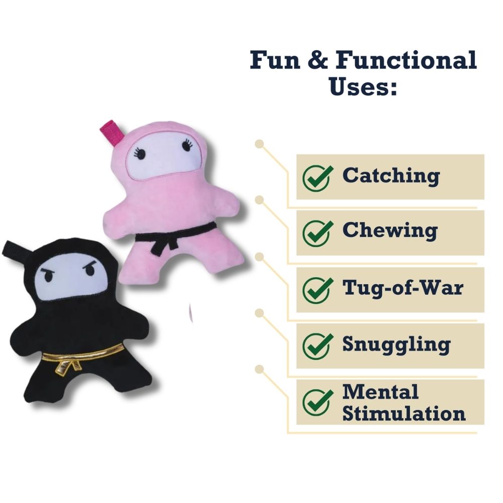 Dog Treats Pink Black Ninja Love Plush Toy Gift Set Essentia - gallery product image for dog treats
