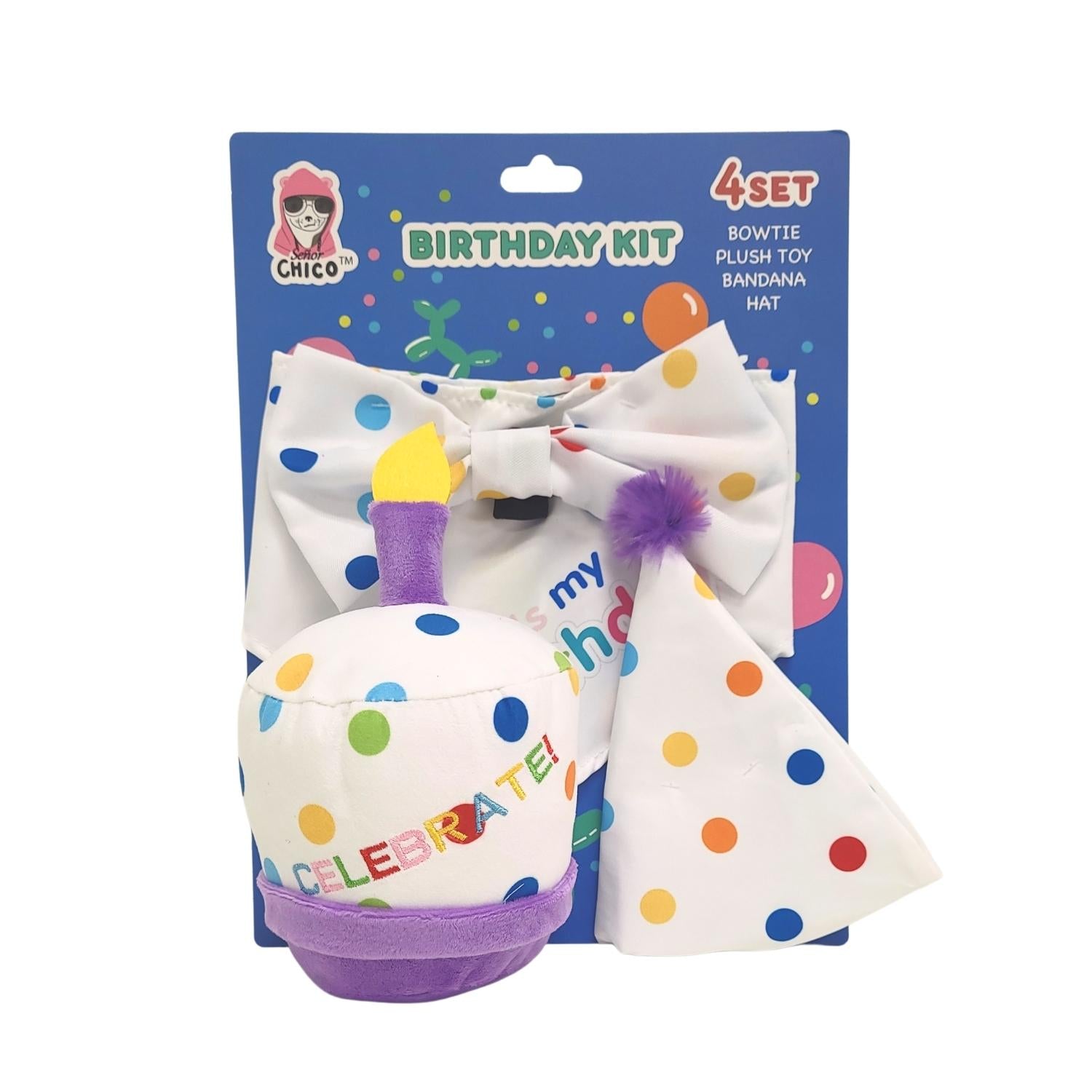 Dog Toy 4-Piece Birthday Kit Celebrate in Style with Bandana - main product image for dog toy