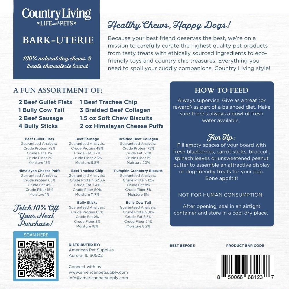 Dog Treats Country Living Bark-Uterie Board for Daily Use - detail product image for dog treats