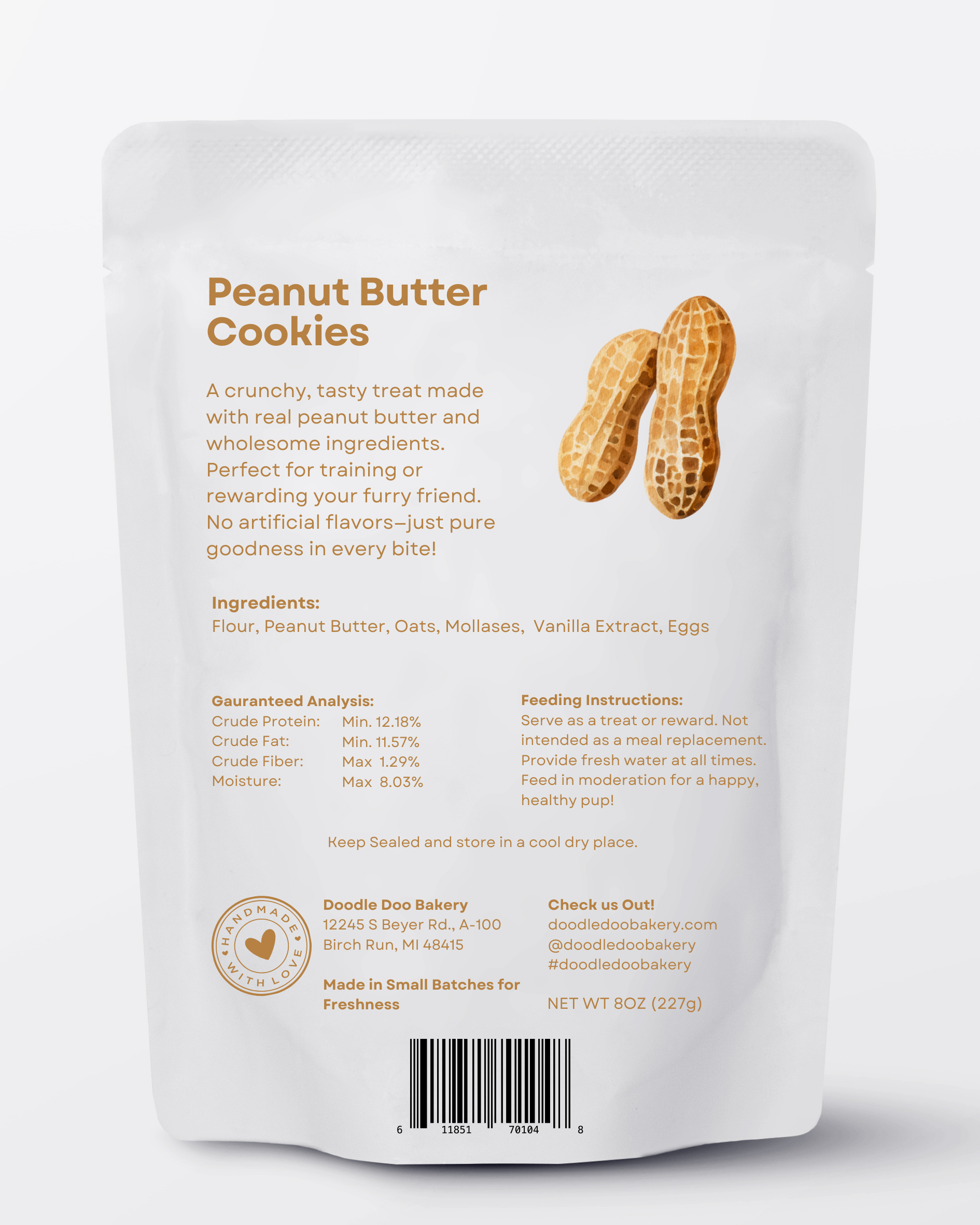Homemade Dog Treats - ?? Peanut Butter Cookies Treat 1/2lb - detail view