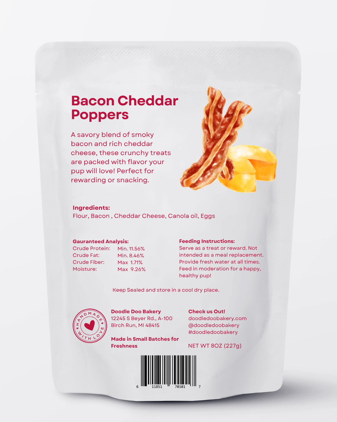 ?? Homemade Dog Treats -  Bacon Cheddar Poppers Treat 1/2lb - detail view