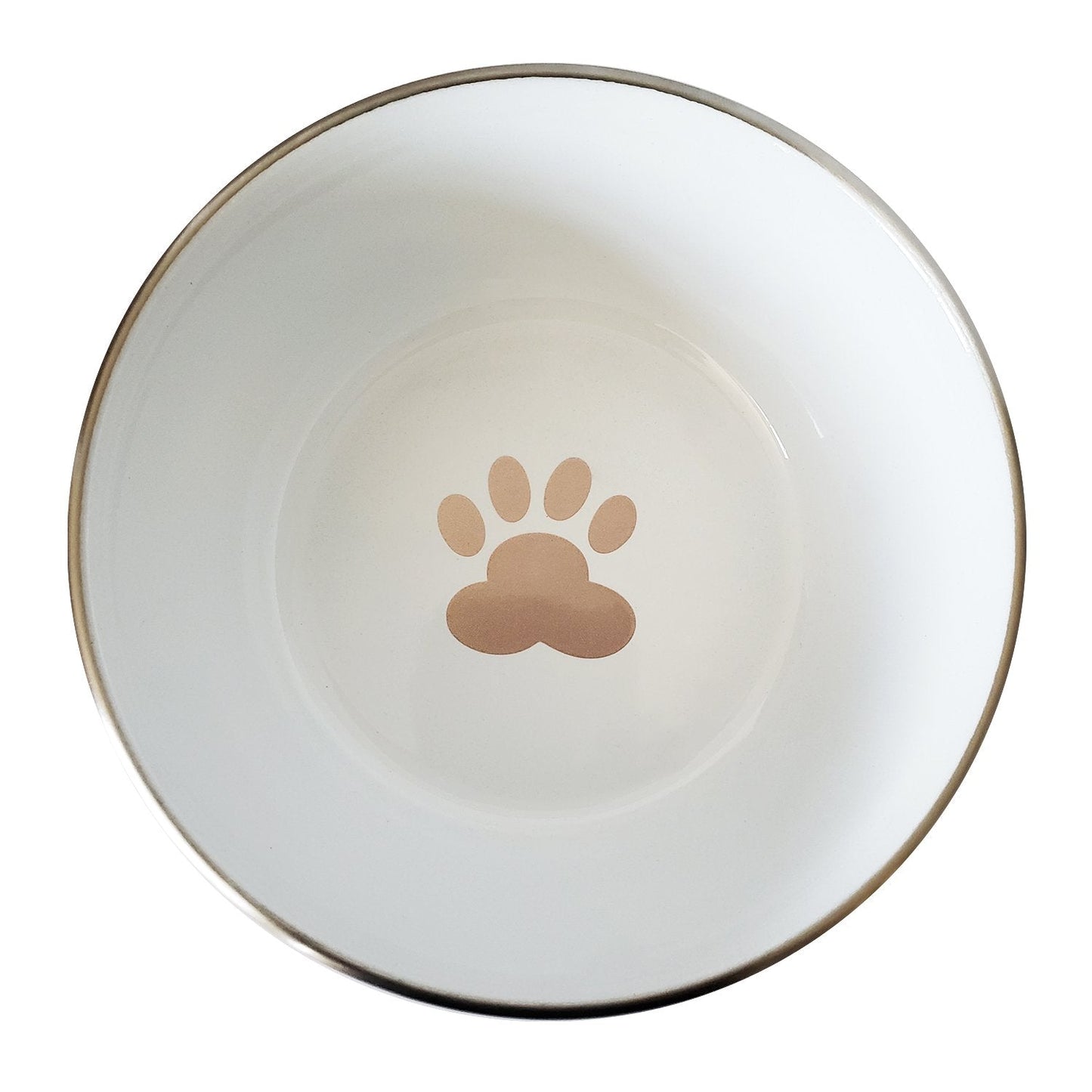 Dog Feeder Deep Bowl with Paw Print Design Stainless Steel - detail product image for dog feeder
