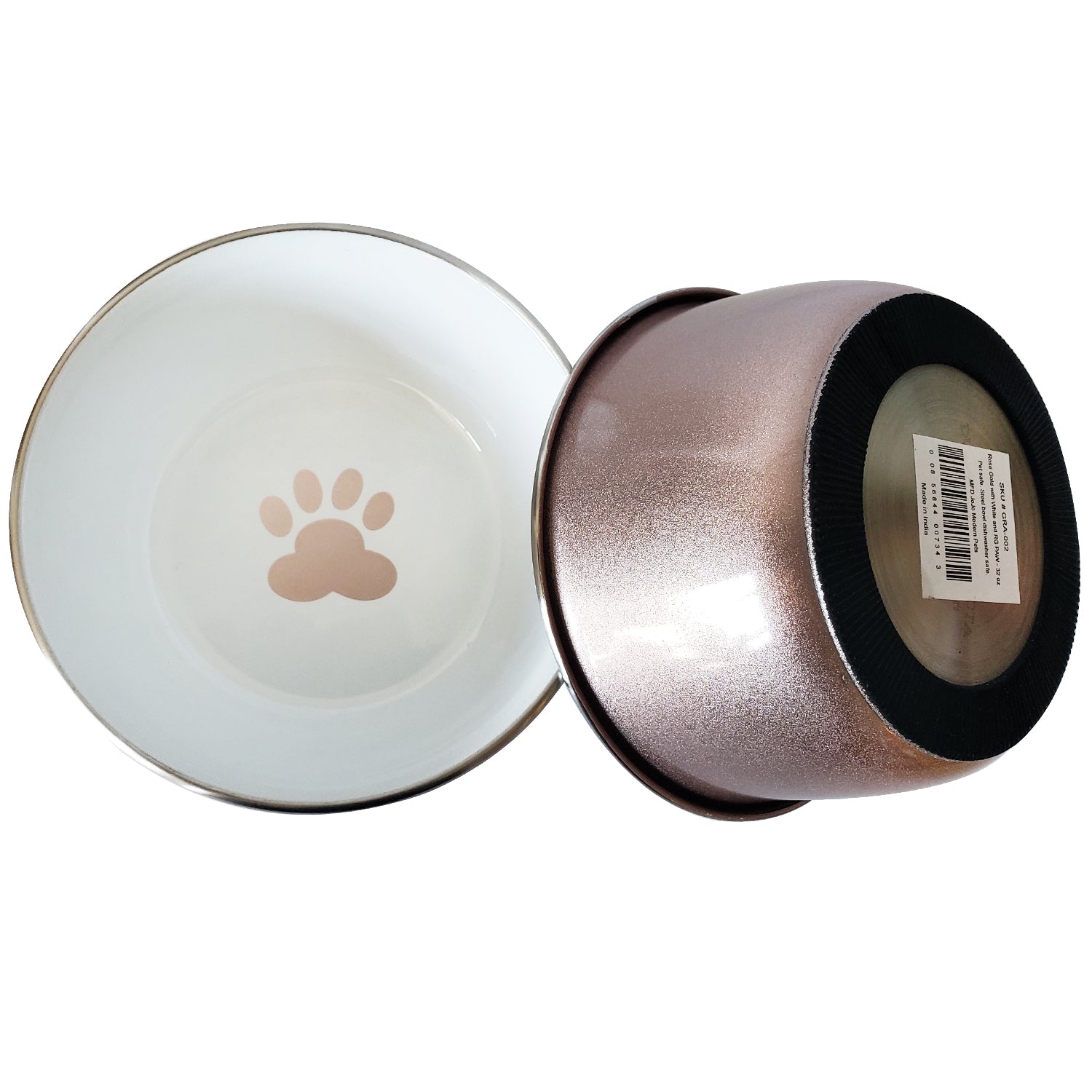 Dog Feeder Deep Bowl with Paw Print Design Stainless Steel - close up product image for dog feeder