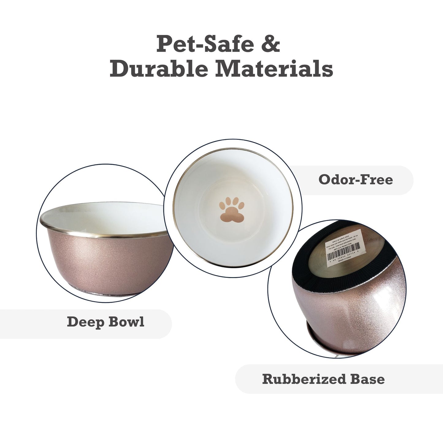 Dog Feeder Deep Bowl with Paw Print Design Stainless Steel - gallery product image for dog feeder